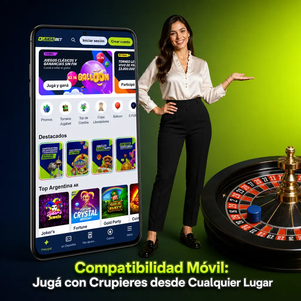 Jugador usando celular para jugar con crupier en vivo en Jugabet, compatible con iOS y Android en HD