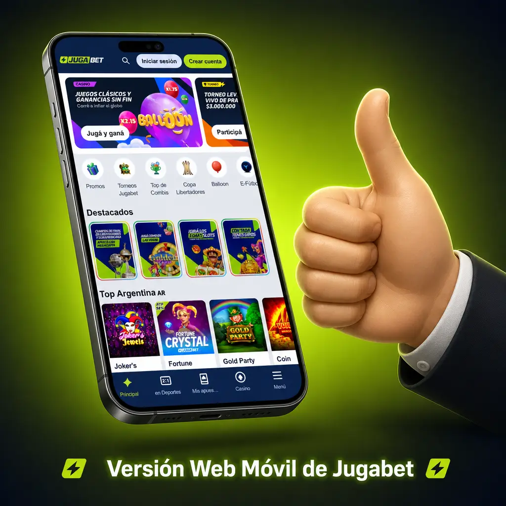 Versión web móvil de Jugabet accesible desde cualquier smartphone sin instalación, compatible con Android, iOS y HarmonyOS